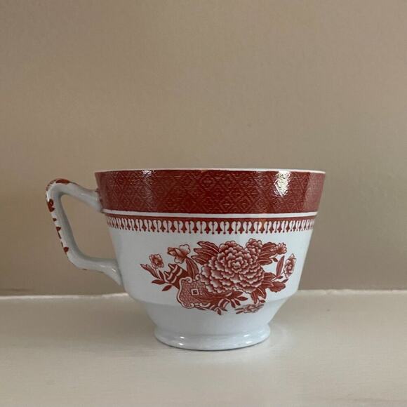 Vintage Spode Fitzhugh Pattern, Red, White, Floral, Set of 4 Teacups & Saucers - Picture 4 of 11